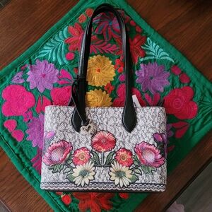 Brighton Floral Embroidered Shoulder Bag in Black, Pink, Red, Yellow, Green